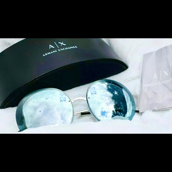 NEW Armani Exchange 30456J MATTE SILVER LENS BLUE MIRROR Metal Plastic c… main image 5